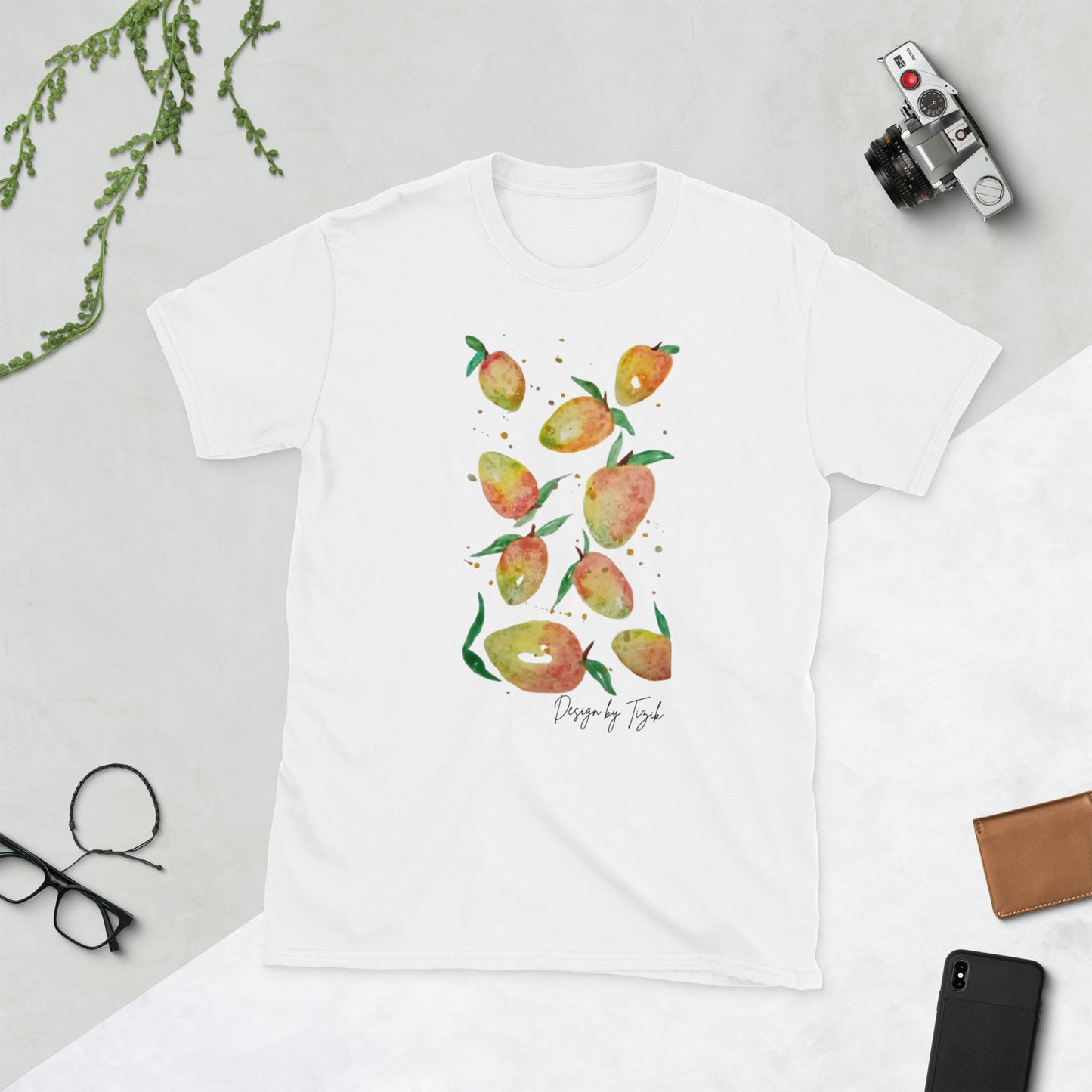 Tropical Mango Watercolour Design Short-Sleeve Unisex T-Shirt